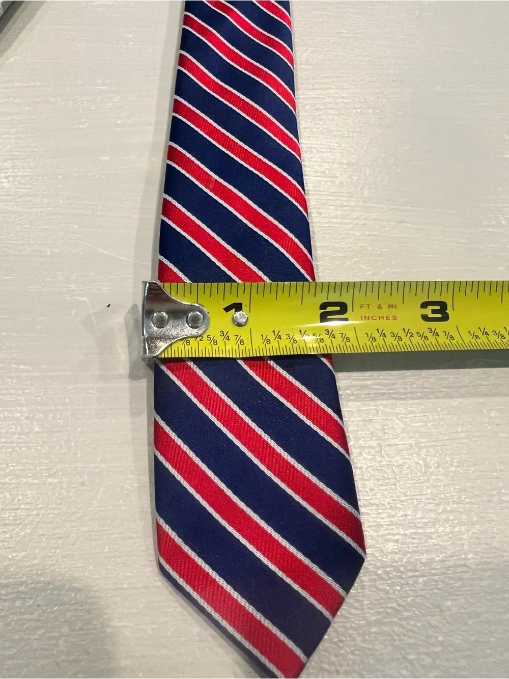 Bundle of 2 boys clip on Classic ties green geometric and navy/red stripe